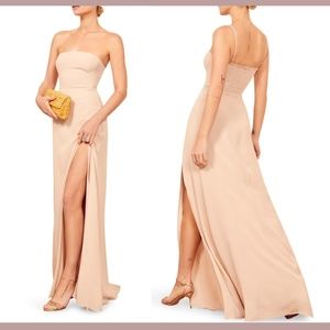 NEW Reformation [ 10 ] Strapless Ingrid‎ Maxi Dress Gown in Champagne Nude
